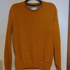 Denim & Flower Womens Dark Mustard Sweatshirt With Black Bats SZ S